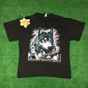 Vintage Native American Big Wolf Animal t shirt